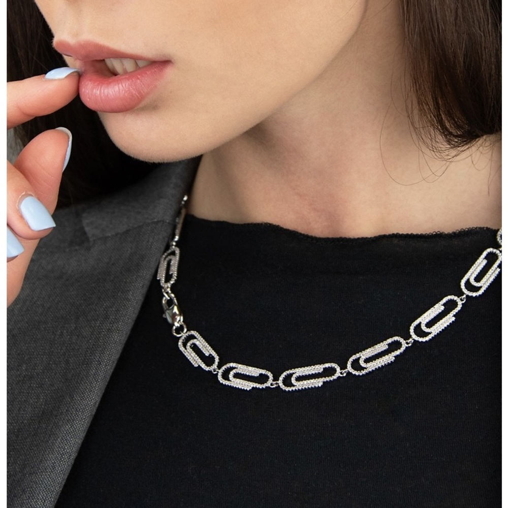 DARKAI Paperclip Necklace cubic zirconia NWT excellent Condition teacher gift